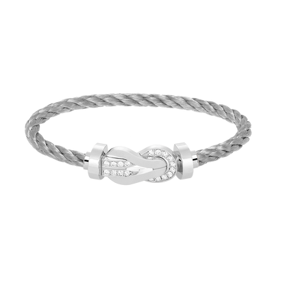 [Glimmer]CHANCE LARGE 8 FIGURE BUCKLE HALF DIAMOND BRACELET SILVER