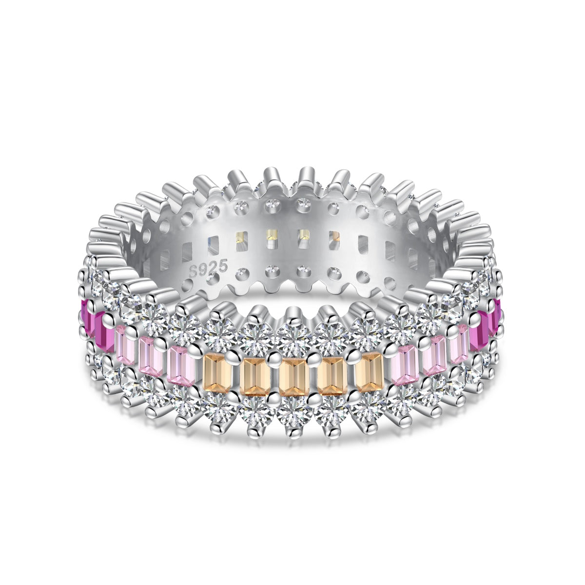 [Glimmer Jewelry] オーネートカラフルラディアントカットデイリーリング