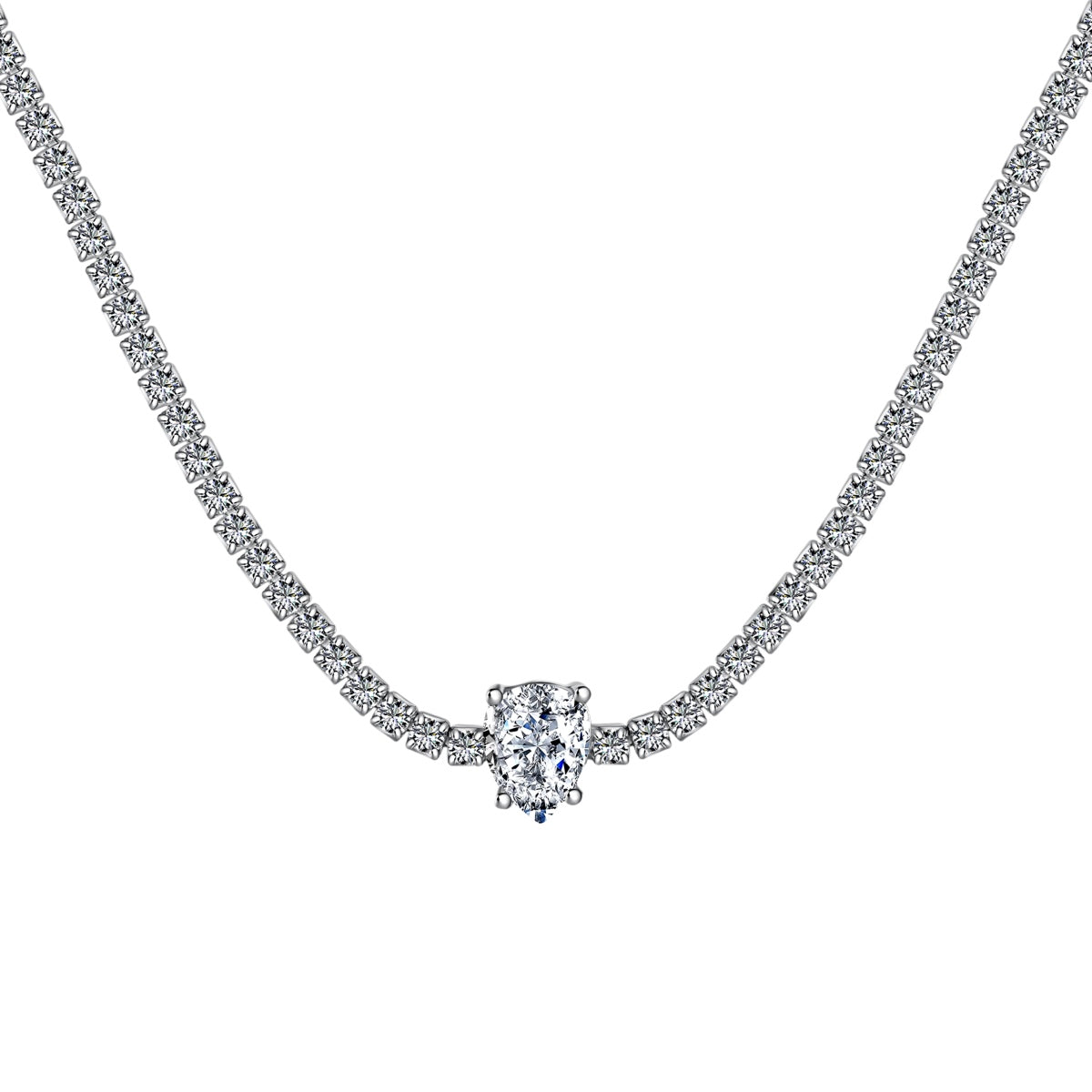 [Glimmer Jewelry]1.0カラット ユニーク ペアカット テニスネックレス