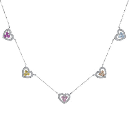 [Glimmer Jewelry]煌めく五つのハートネックレス