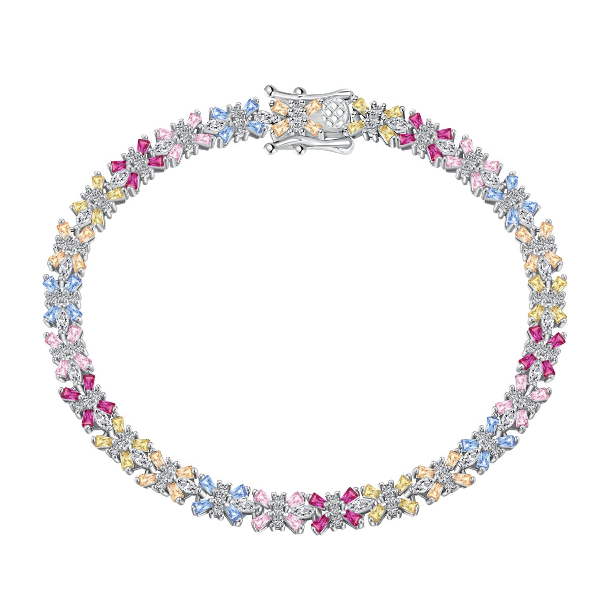 [Glimmer Jewelry]輝くカラフルなエメラルドカット パーティーブレスレット