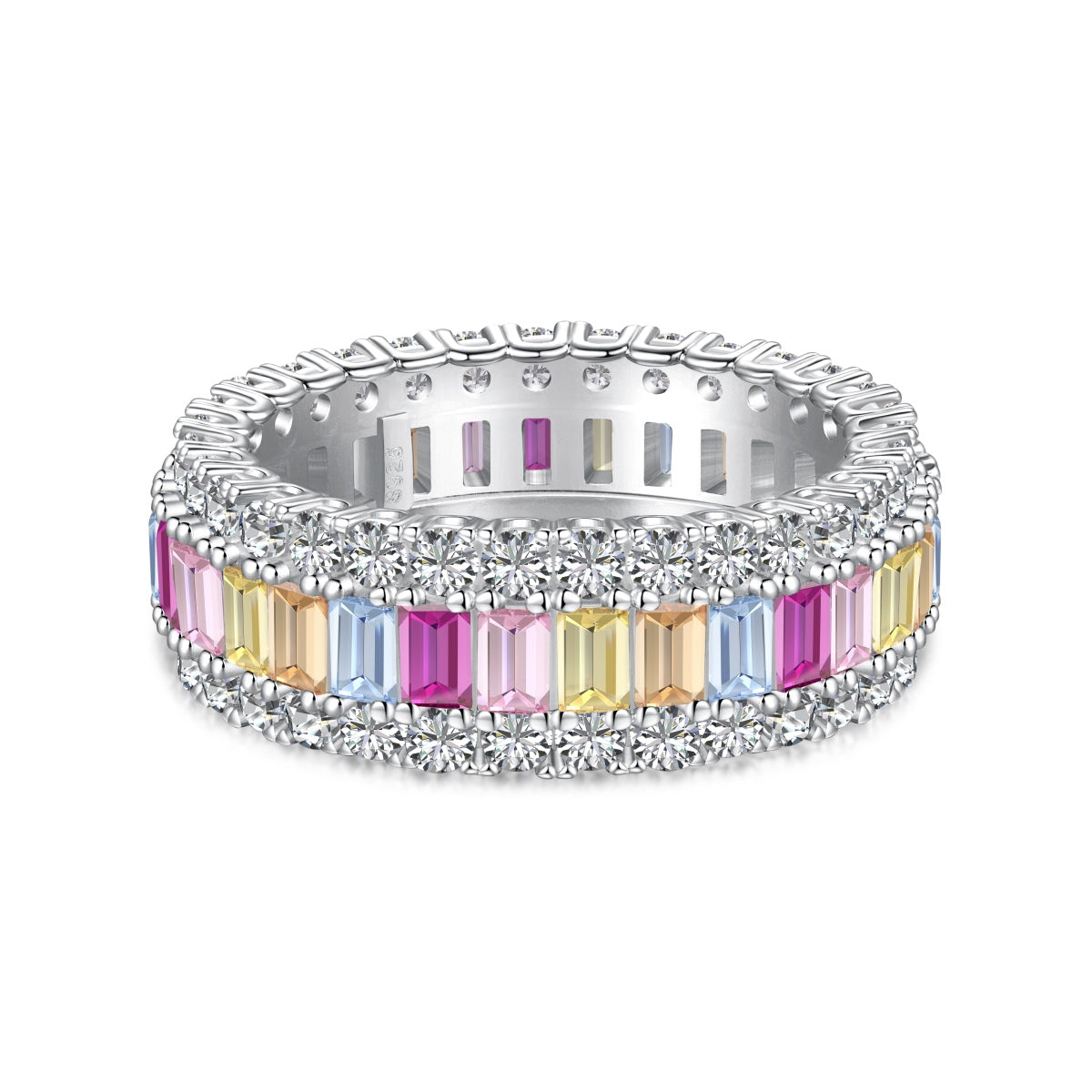 [Glimmer Jewelry]繊細なカラフルラディアントカットデイリーリング