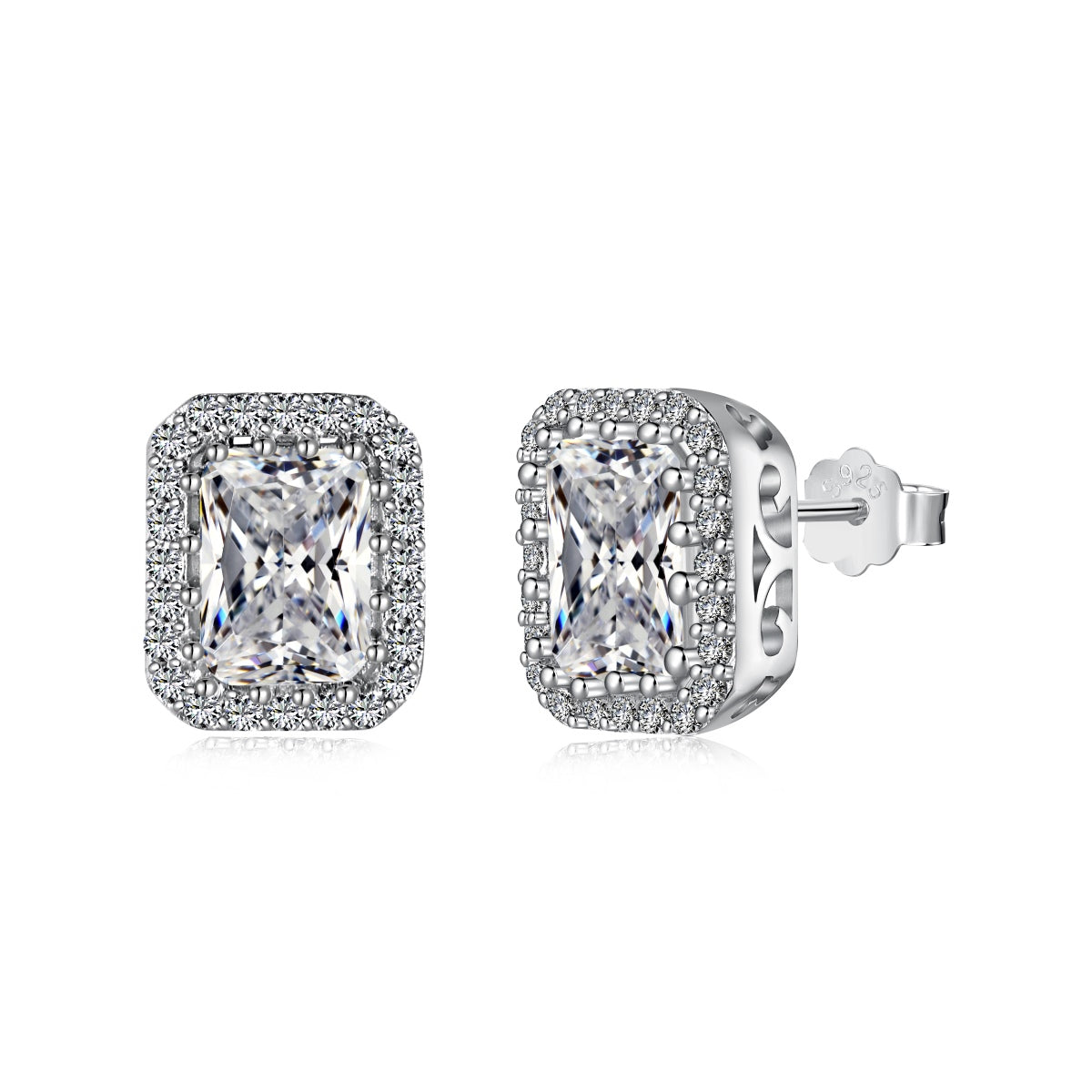 [Glimmer Jewelry]1.0カラット 上品なエメラルドカット 日常使いピアス