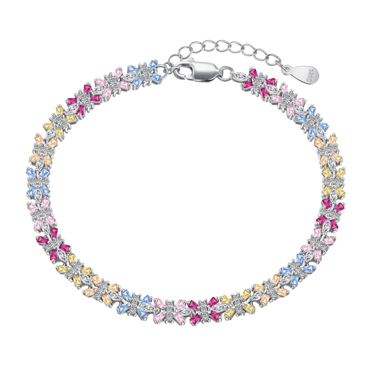 [Glimmer Jewelry]輝くカラフルなエメラルドカット パーティーブレスレット
