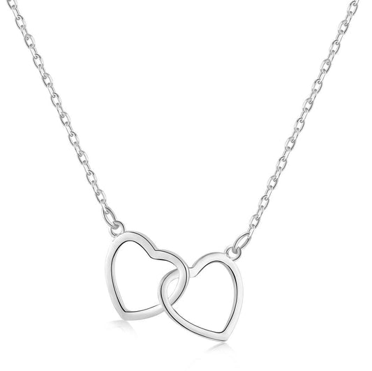 [Glimmer Jewelry]スターリングシルバーラブダブルリングネックレス