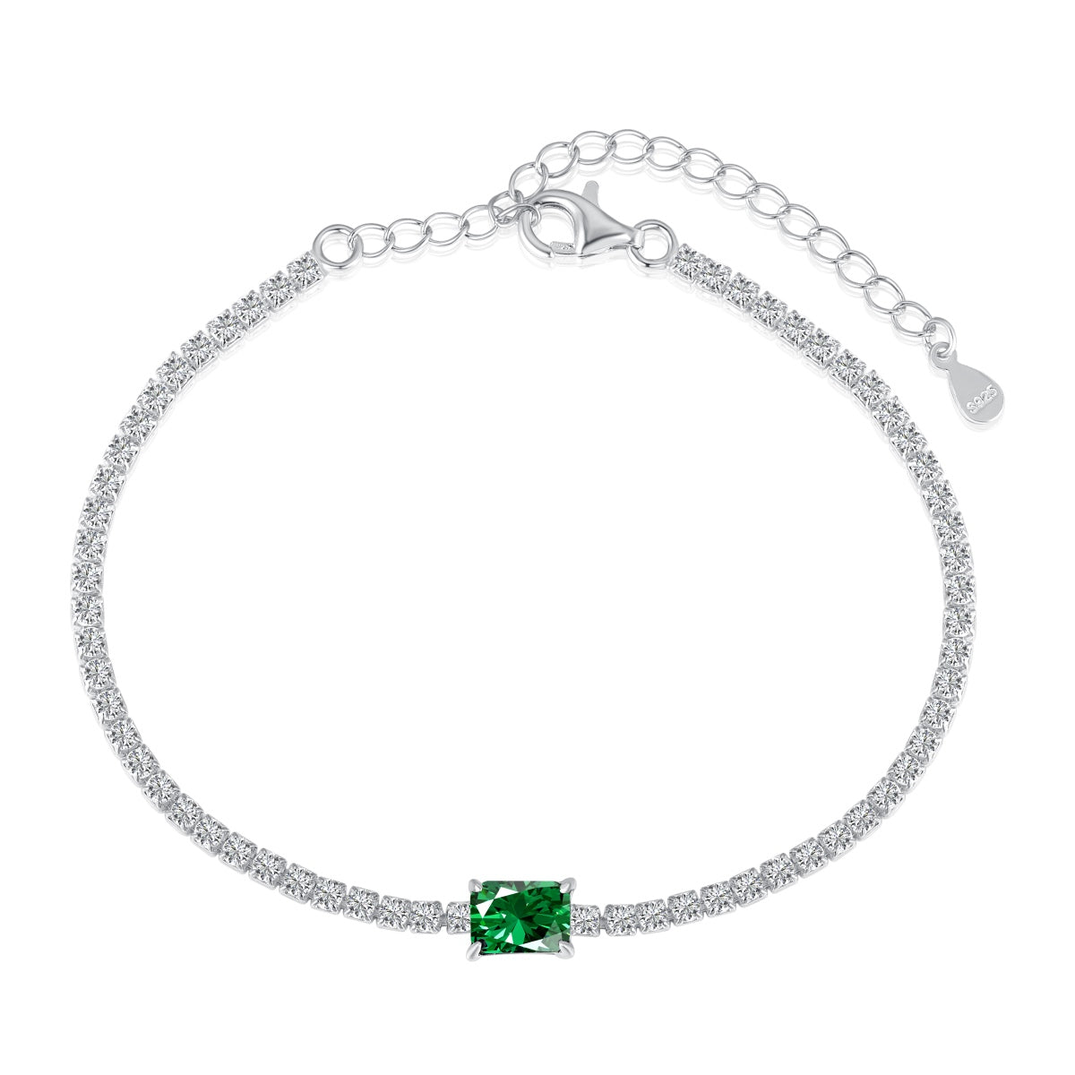 [Glimmer Jewelry]1.0カラット ユニークエメラルドカット バンケットブレスレット