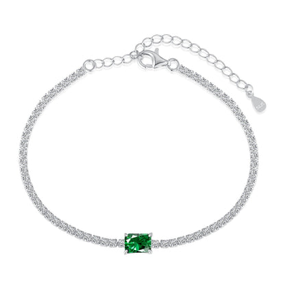 [Glimmer Jewelry]1.0カラット ユニークエメラルドカット バンケットブレスレット