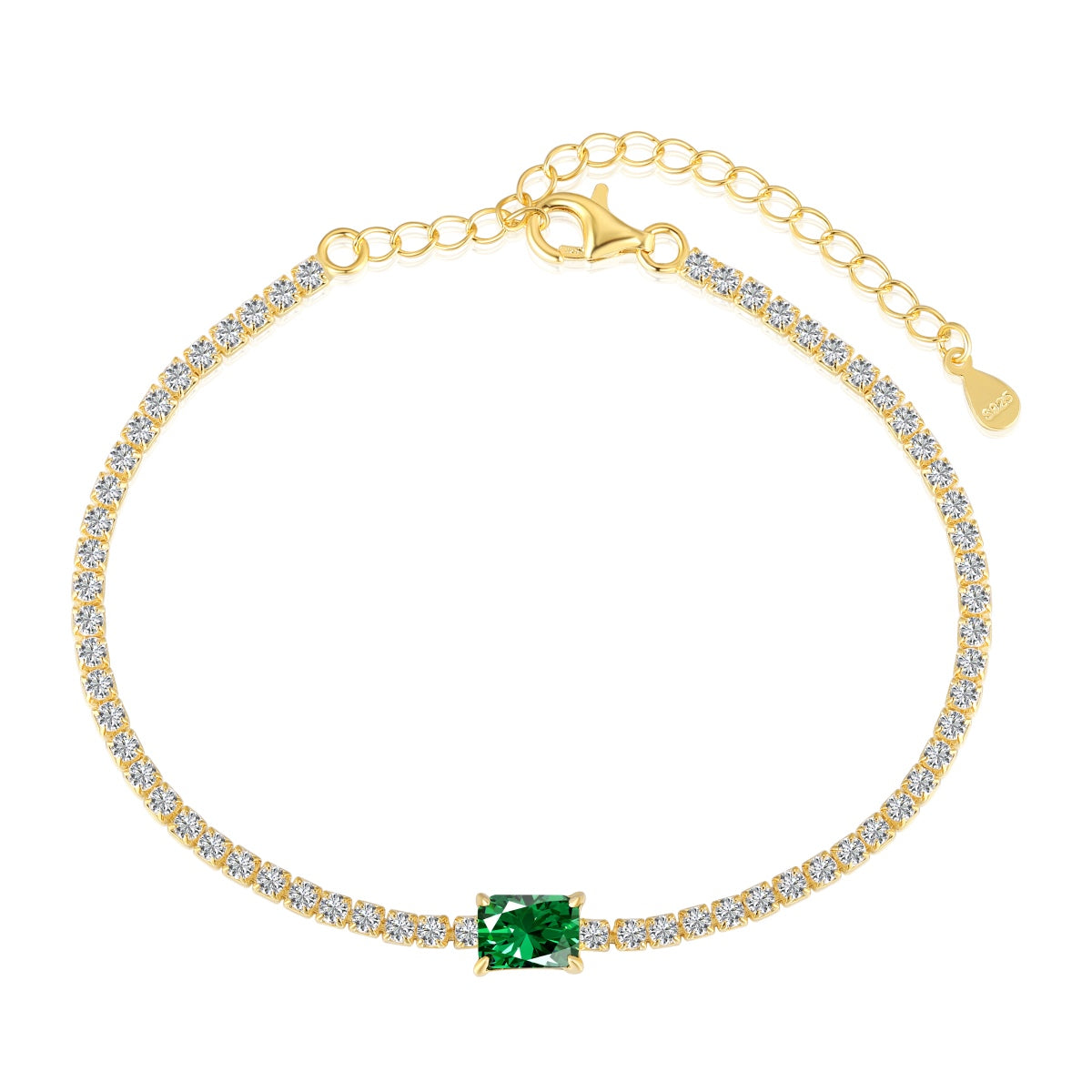 [Glimmer Jewelry]1.0カラット ユニークエメラルドカット バンケットブレスレット