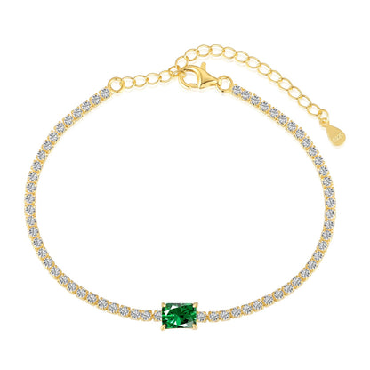 [Glimmer Jewelry]1.0カラット ユニークエメラルドカット バンケットブレスレット