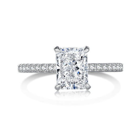 [Glimmer Jewelry]2.0カラット 眩い輝き ラディアントカット パーティリング