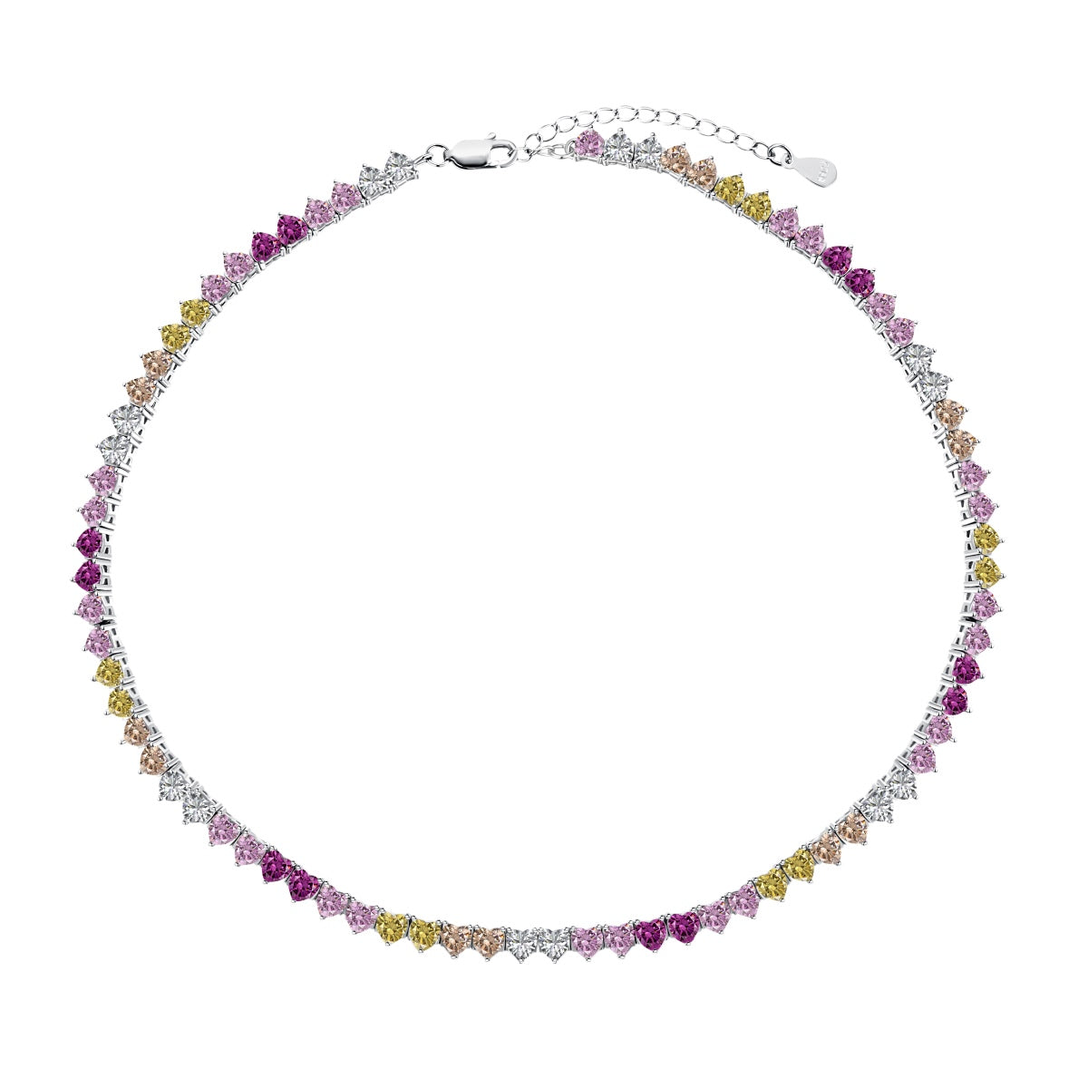 [Glimmer Jewelry]輝くカラフルなフルハートテニスネックレス