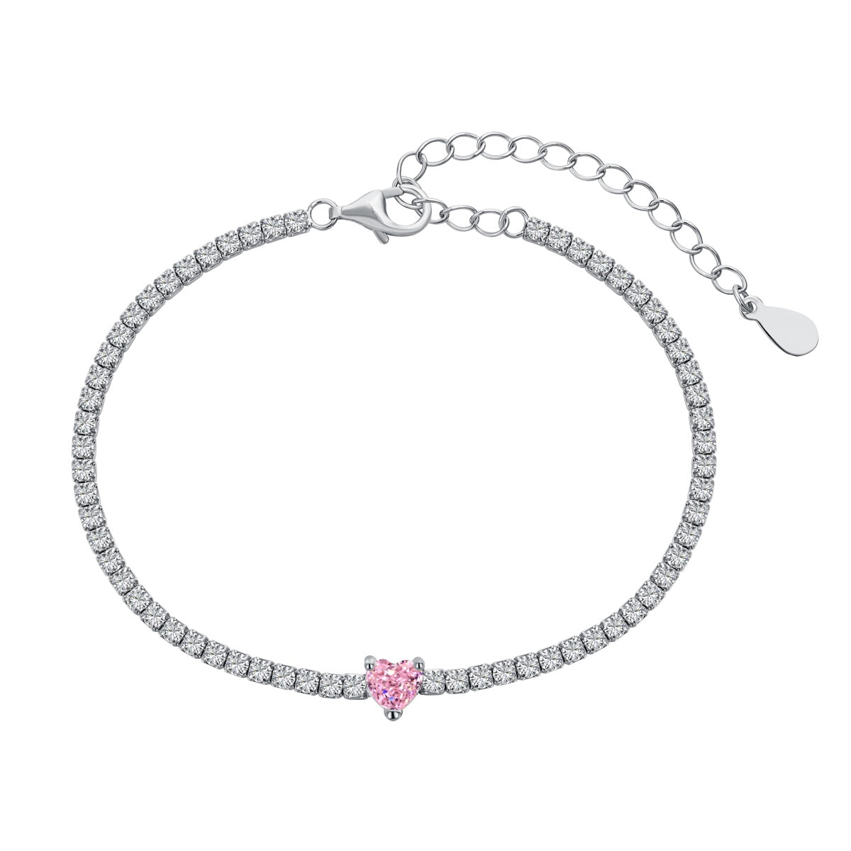 [Glimmer Jewelry]0.5カラット エレガント ロマンチック ハート型 ラバーブレスレット