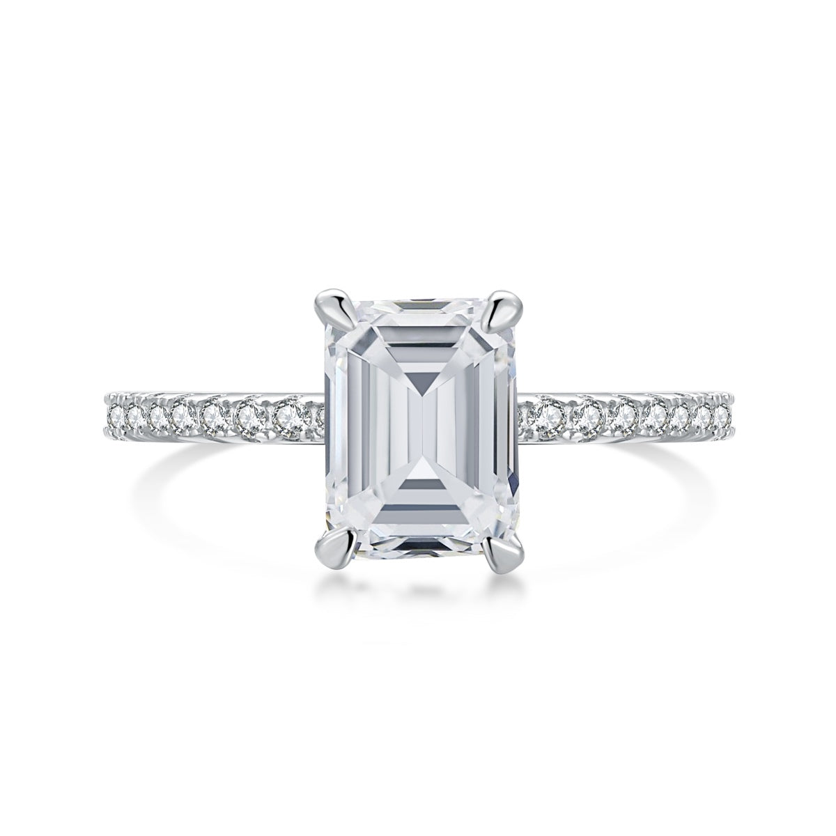 [Glimmer Jewelry]2.0カラット 煌めく装飾的なラディアントカットパーティーリング