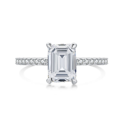 [Glimmer Jewelry]2.0カラット 煌めく装飾的なラディアントカットパーティーリング