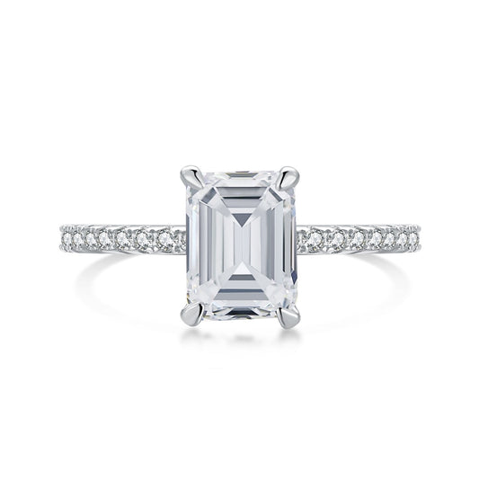 [Glimmer Jewelry]2.0カラット 煌めく装飾的なラディアントカットパーティーリング