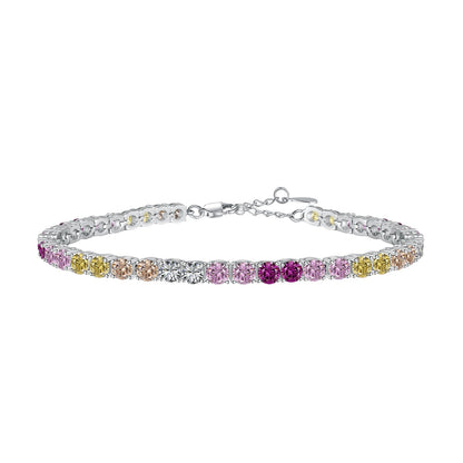 [Glimmer Jewelry]輝くカラフルなラウンドカット テニスブレスレット