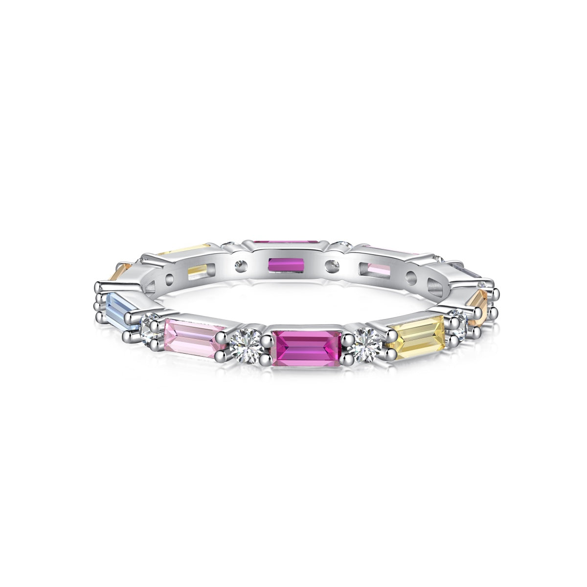 [Glimmer Jewelry]鮮やかな色合い エレガントなラディアントカット デイリーリング