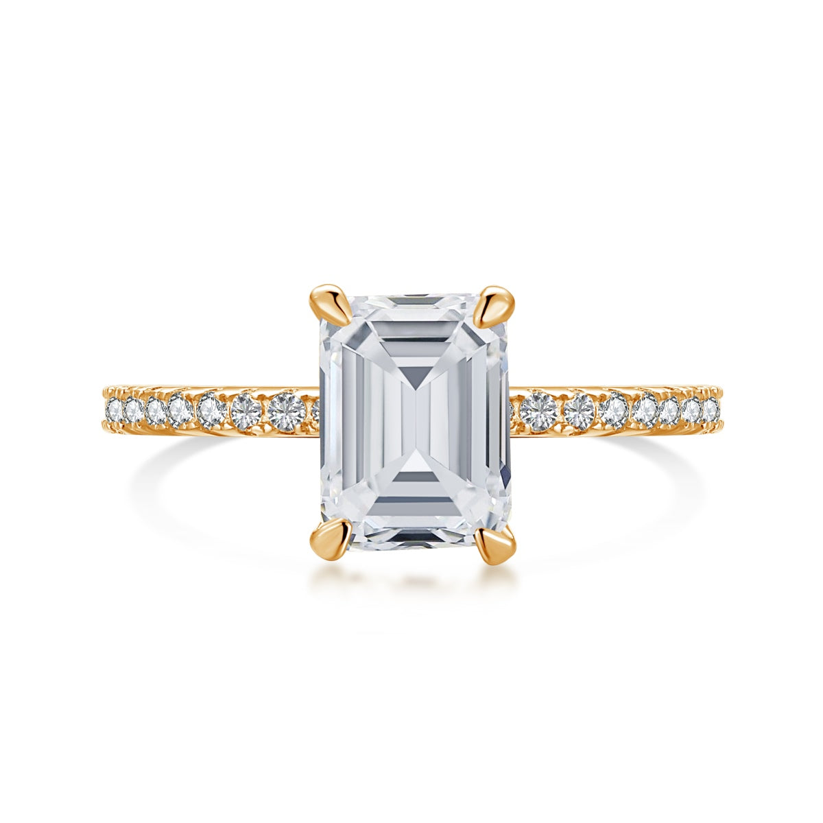 [Glimmer Jewelry]2.0カラット 煌めく装飾的なラディアントカットパーティーリング