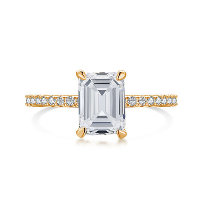 [Glimmer Jewelry]2.0カラット 煌めく装飾的なラディアントカットパーティーリング