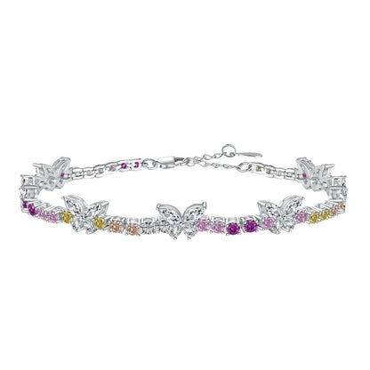 [Glimmer Jewelry]飾られたカラフルな蝶の形 ラウンドカット 日常使いのブレスレット
