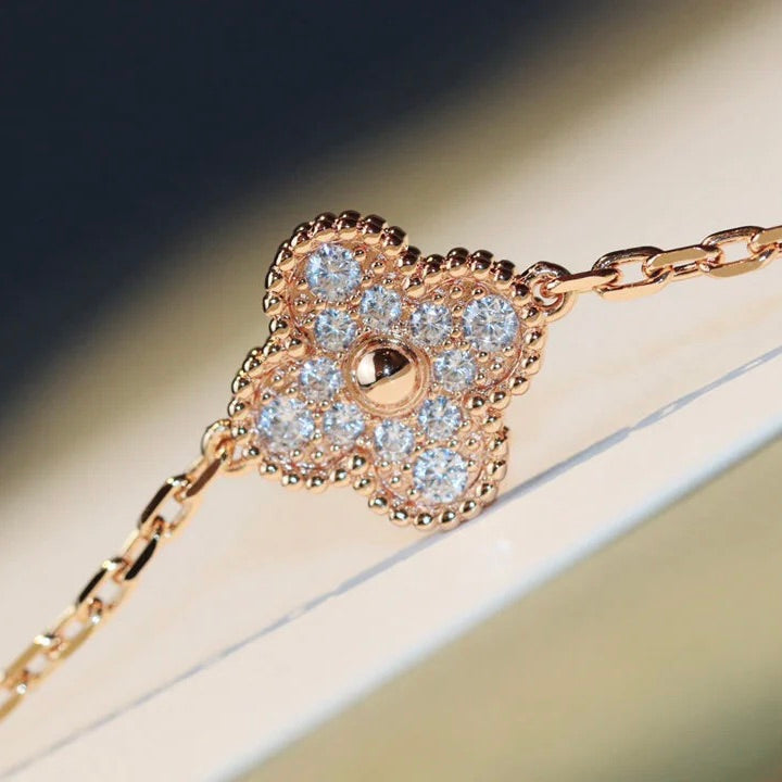 [Glimmer]CLOVER 20 MOTIFS DARK MOP DIAMOND  NECKLACE