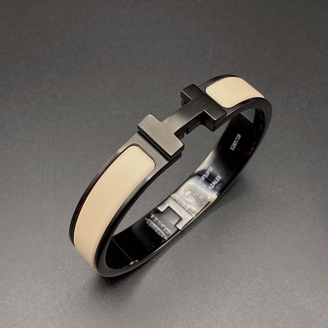 [Glimmer]H ブレスレット 12MM ブラック ベージュ セラミック