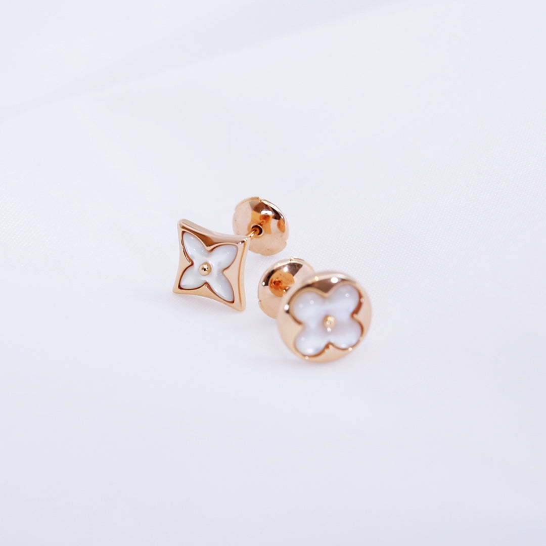 [Glimmer]STAR AND SUN ピンクゴールド MOP スタッドピアス