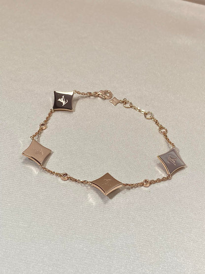[Glimmer]星のモチーフマザーオブパールダイヤモンドピンクゴールドブレスレット