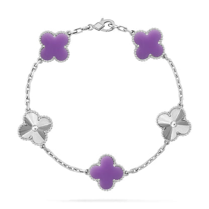 [Glimmer]クローバー5モチーフ ライトパープル ブレスレット コレクション