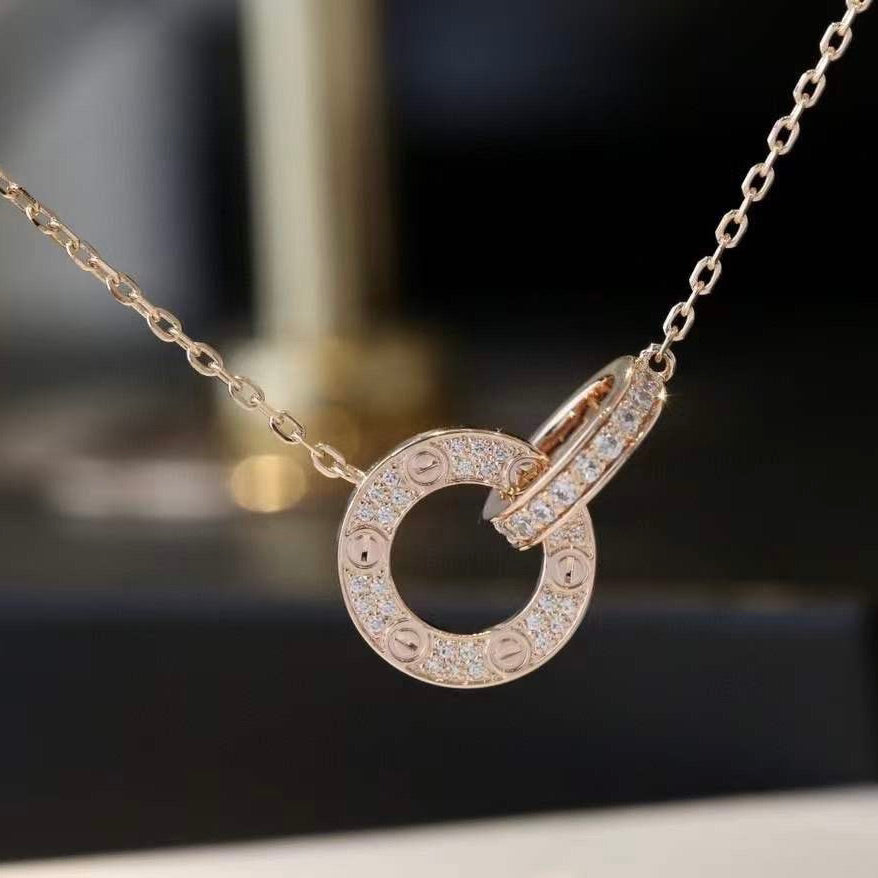 [Glimmer]LOVE 7.6MMネックレス グリマー ゴールド＆シルバー フルダイヤモンド
