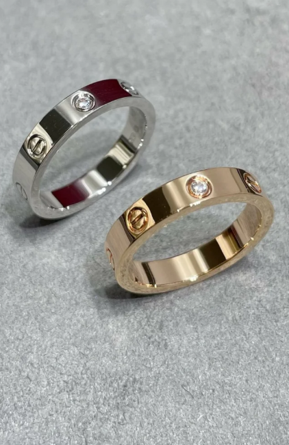 [グリマー]ラブリング 4MM 1ダイヤモンド シルバー
