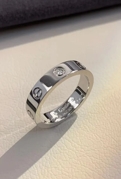 [グリマー]ラブリング 4MM 1ダイヤモンド シルバー