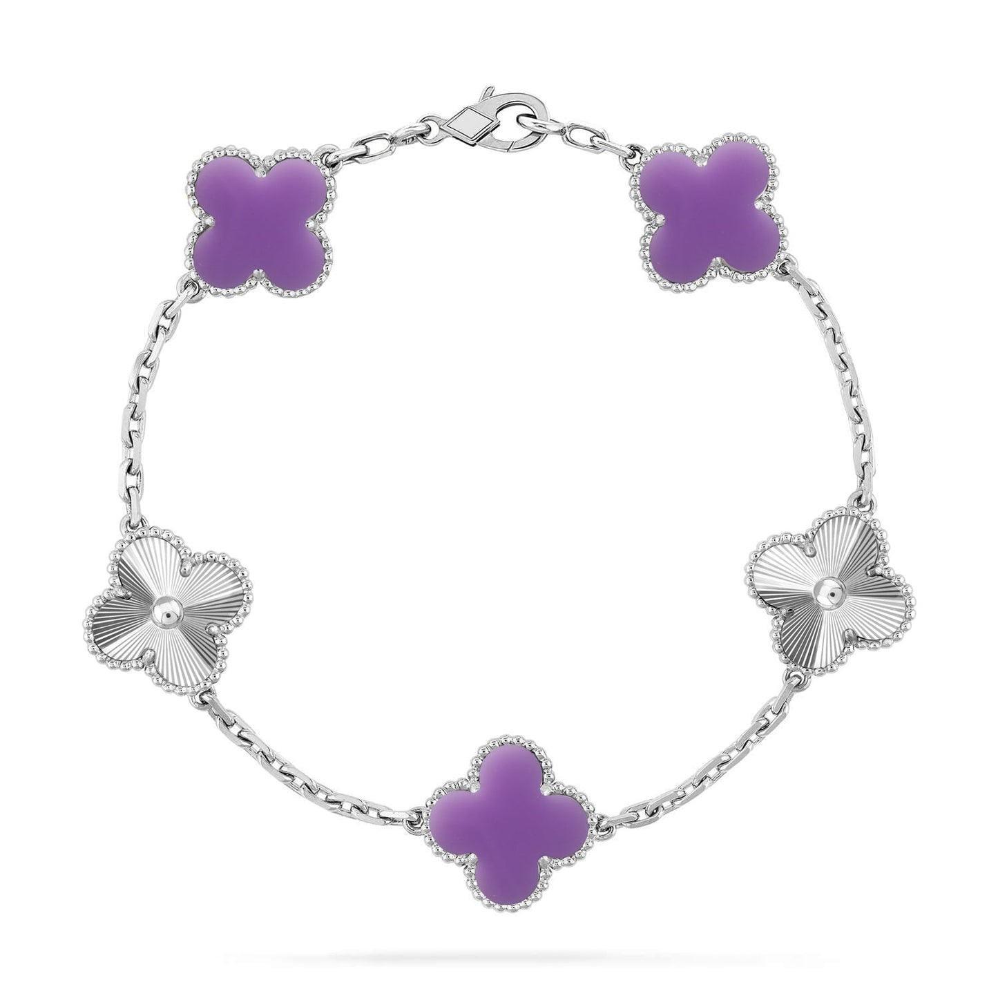 [Glimmer]クローバー5モチーフ ライトパープル ブレスレット コレクション