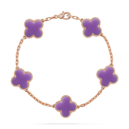 [Glimmer]クローバー5モチーフ ライトパープル ブレスレット コレクション