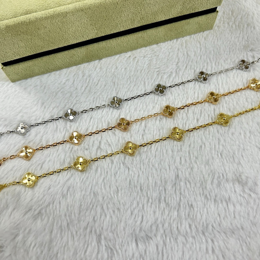 [グリマー]クローバー 6モチーフ ダイヤモンド ブレスレット