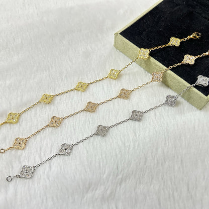 [グリマー] クローバー6モチーフ ダイヤモンドブレスレット