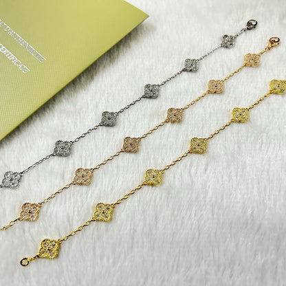 [グリマー] クローバー6モチーフ ダイヤモンドブレスレット