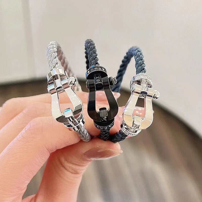 [Glimmer]FORCE LARGE HORSESHOE FULL DIAMOND BRACELET SILVER