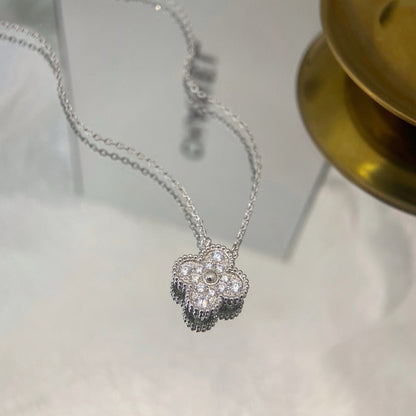 [Glimmer]クローバー 15MM ダイヤモンド シングル フラワー ネックレス