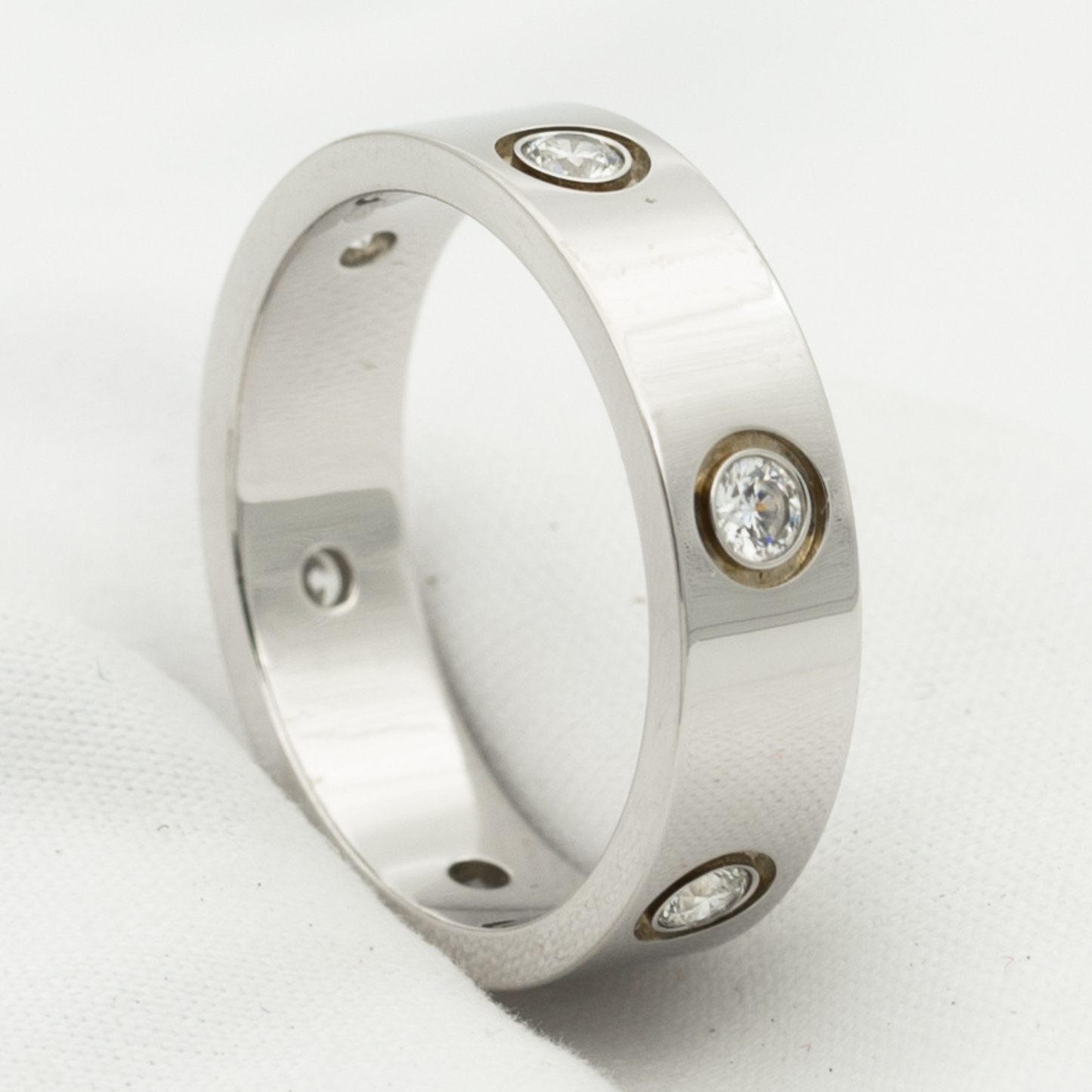 [Glimmer]ラブリング 5.5MM 6ダイヤモンド シルバー
