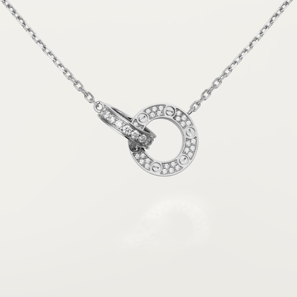 [Glimmer]LOVE 7.6MMネックレス グリマー ゴールド＆シルバー フルダイヤモンド