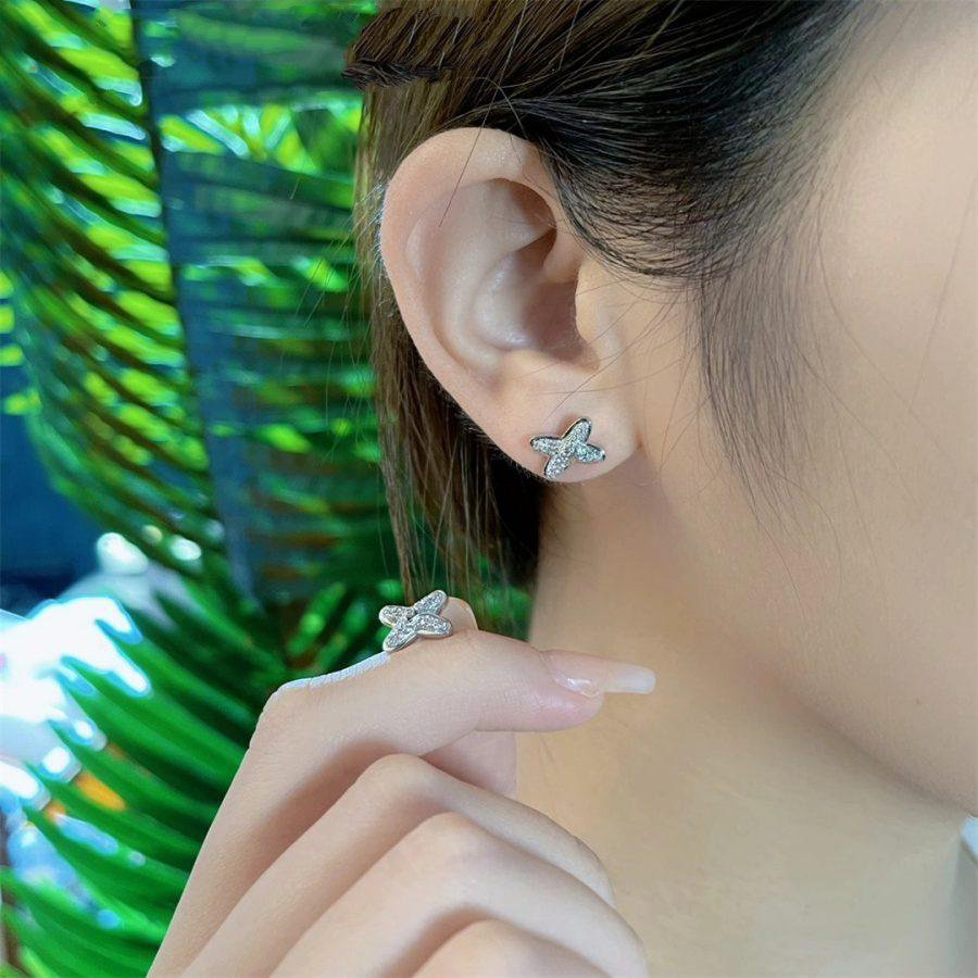 [Glimmer]JEWELRY SILVER DIAMOND EARRINGS