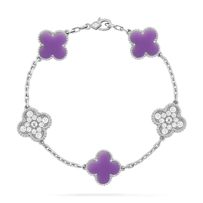 [Glimmer]クローバー5モチーフ ライトパープル ブレスレット コレクション